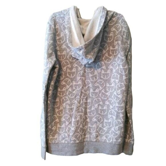 Circo Size X-Large (14/16) Sweatshirt Hooded Full-Zip Cat Print Gray Cozy Comfy - Picture 5 of 6